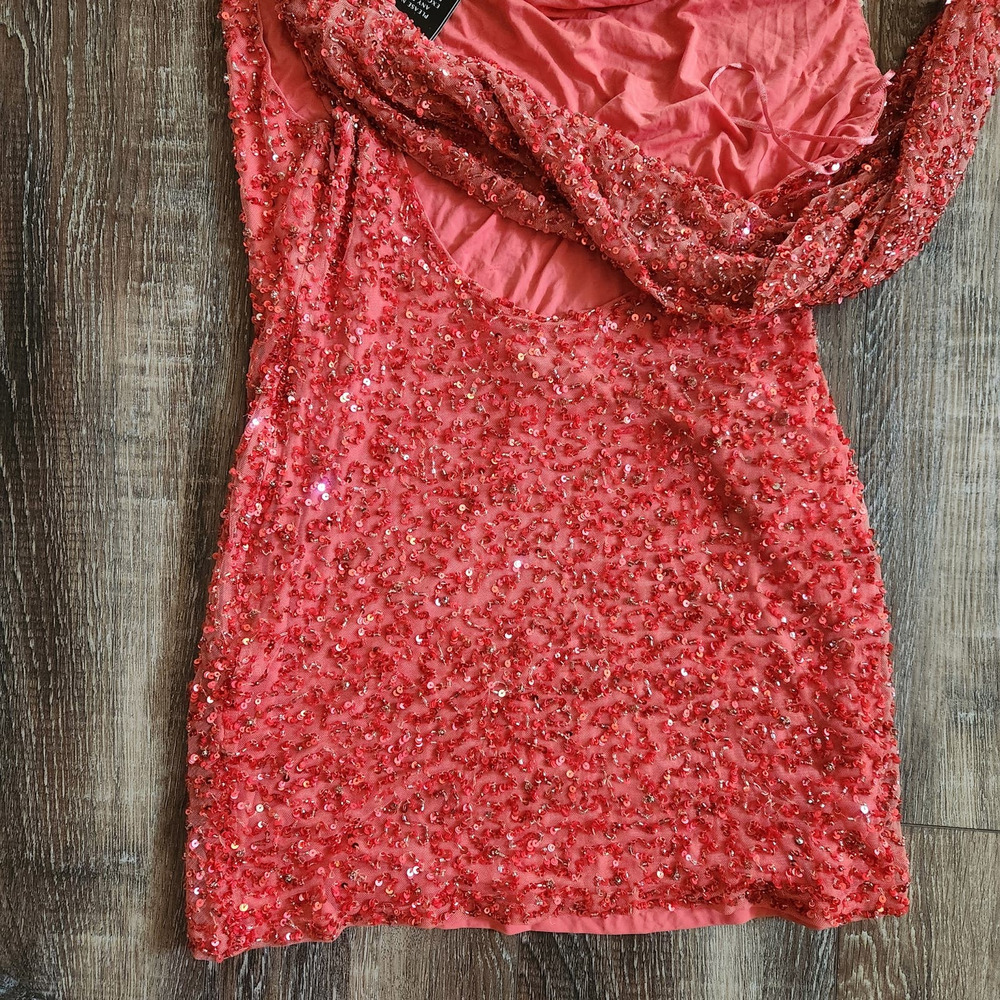 Retrofete Esme Dress in Calypso Coral Sequin Beaded Medium NWT Sleeveless - Picture 8 of 12